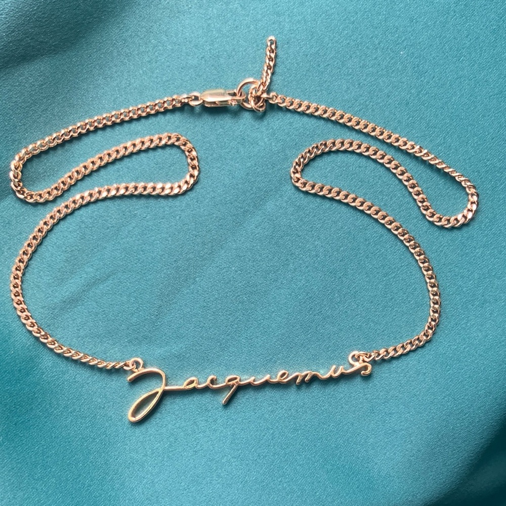 Jacquemus “The Jacquemus” Gold Script nameplate Necklace
